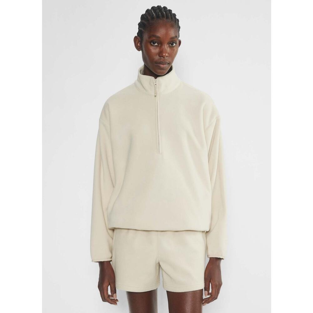 Aritzia Golden Women's Polartec 200 1/4 zip Hip Sweater, Sz M, In Mullein Color